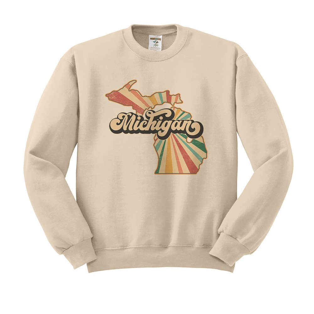 Lucky Luna Apparel - Wholesale Graphic Sweatshirt - Women's - Retro Michigan Crewneck Sweatshirt3