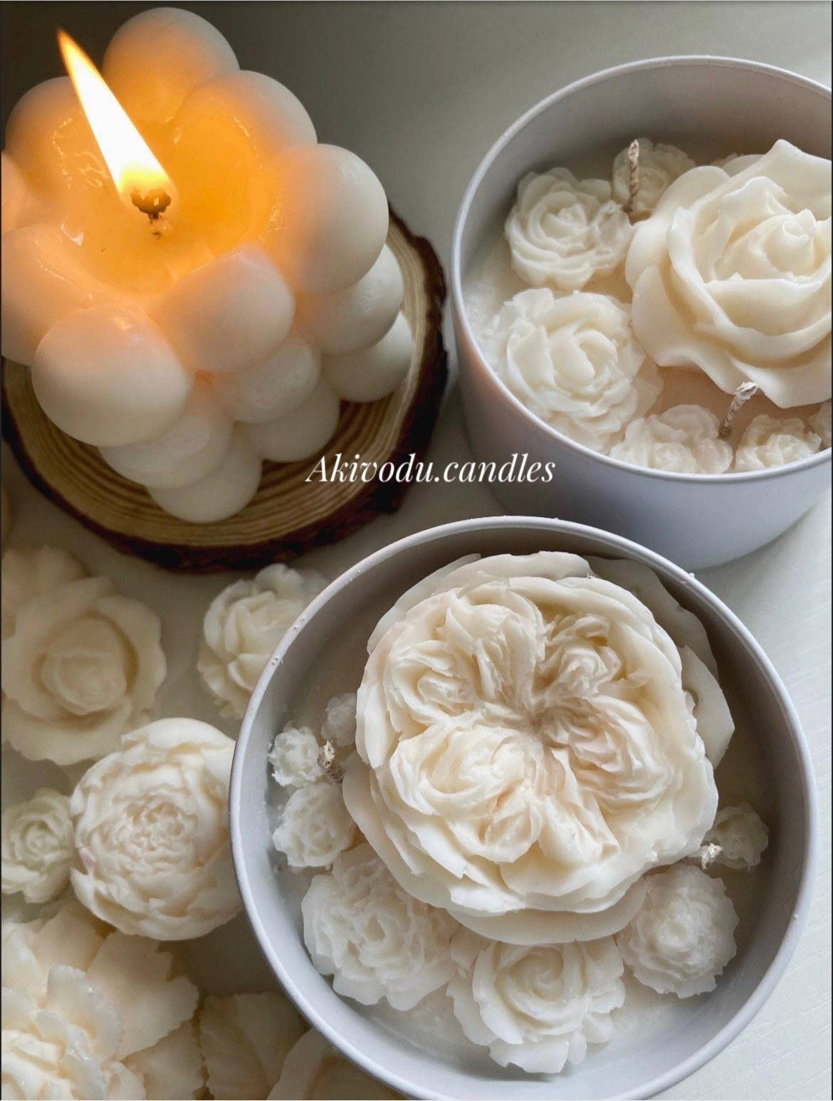 Akivodu Candles – wholesale Prydnadsljus – Pionblomma Ljus 8 oz - Flera Dofter2