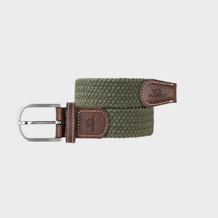 Army Green Elastic Braided Belt for wholesale by BILLYBELT