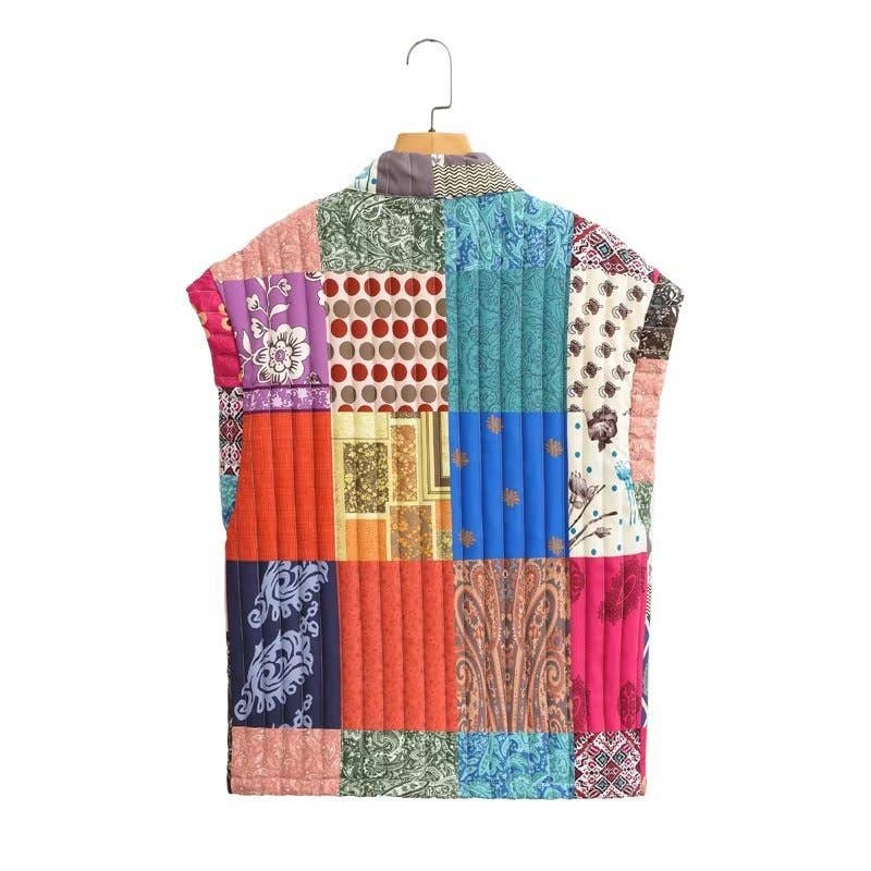 Sleeveless Floral Patchwork Quilted Vest for wholesale on Faire1