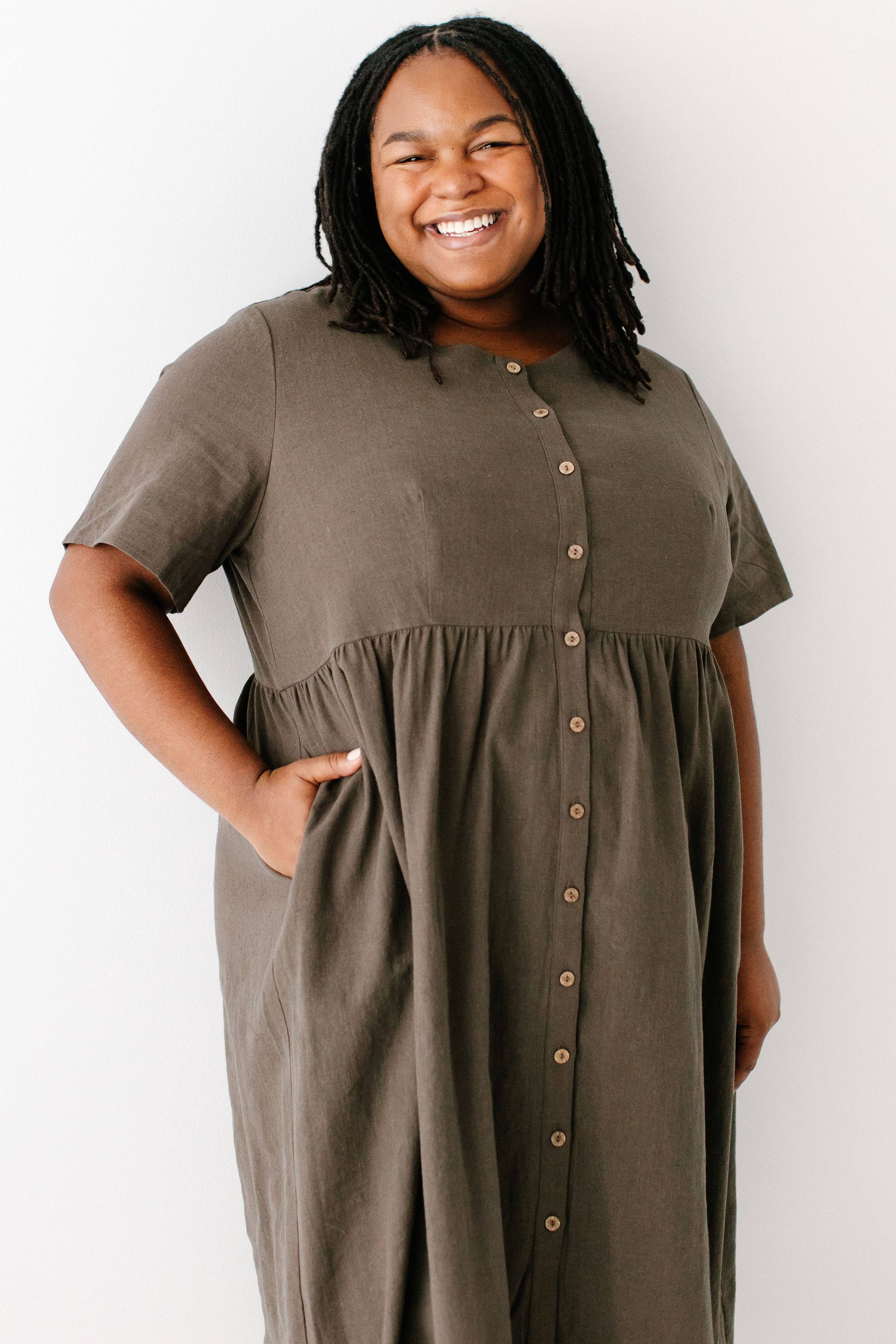 The Main Street Exchange - Wholesale Dress - Women's - 'Adeline' Button Down A-Line Midi Dress3