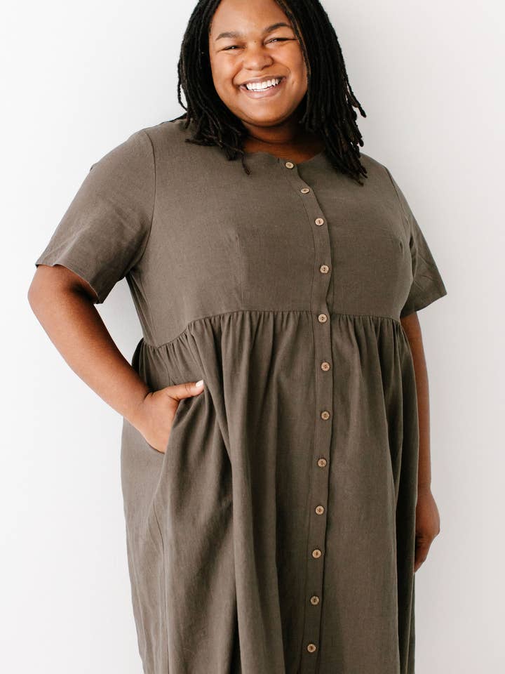 The Main Street Exchange - Wholesale Dress - Women's - 'Adeline' Button Down A-Line Midi Dress3