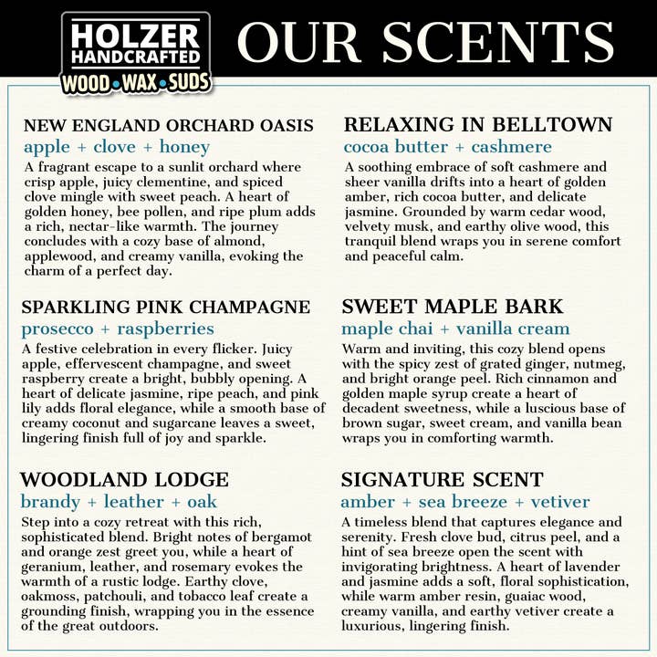 Holzer Handcrafted ® - Wholesale Jar/Filled Candle - Wood Wick Candle Sweet Maple Bark - Maple Chai + Vanilla Cream Scented | Natural | Hand-poured Coconut Soy Wax | 6 oz Modern Black Tin with Lid | Handmade | Non-toxic Phthalate-free Luxury Fragrance2