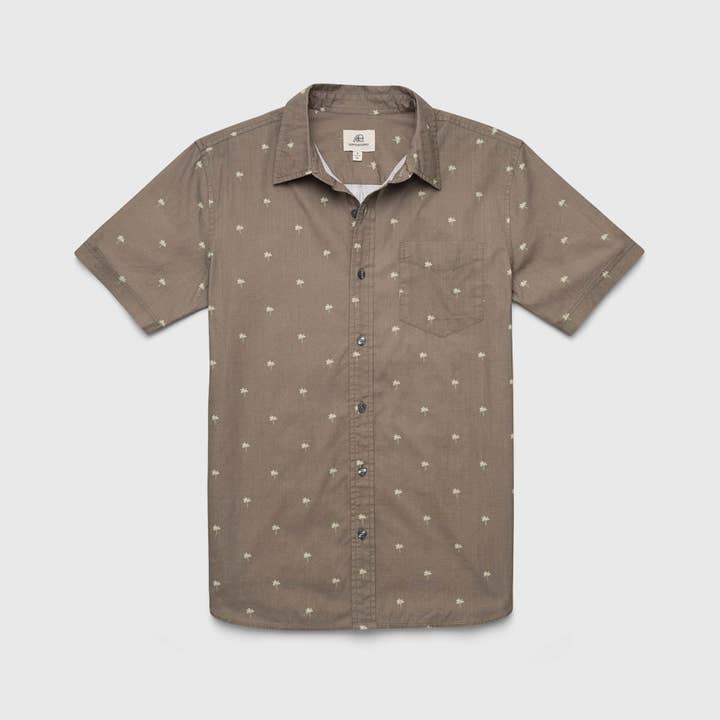 Joey s/s Palm printed Shirt - Olive for wholesale on Faire