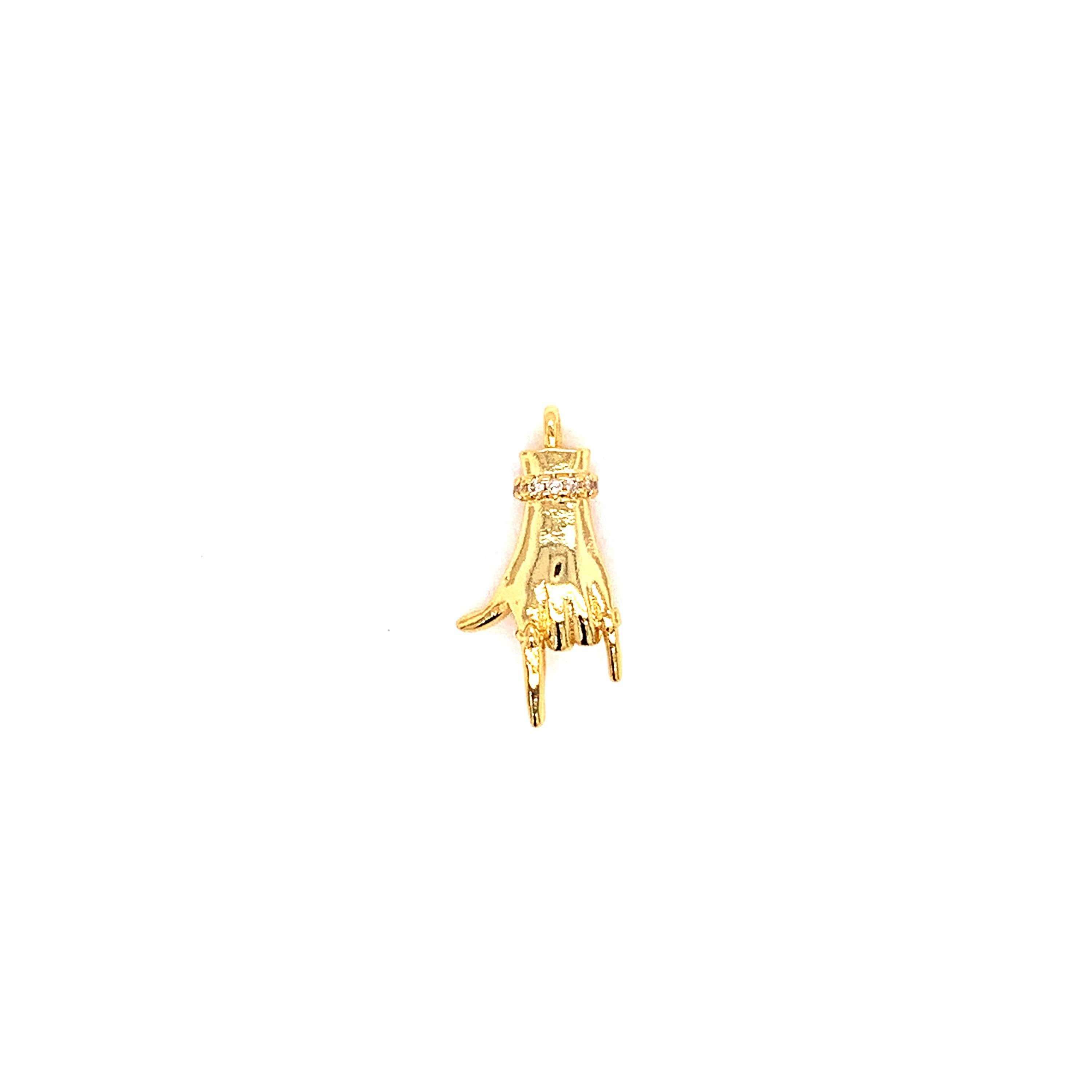 The Bead Bazaar - Wholesale Individual Charm/Pendant - F-You Hand Symbol Charm, I Love You Hand Gesture, Hand Gold3
