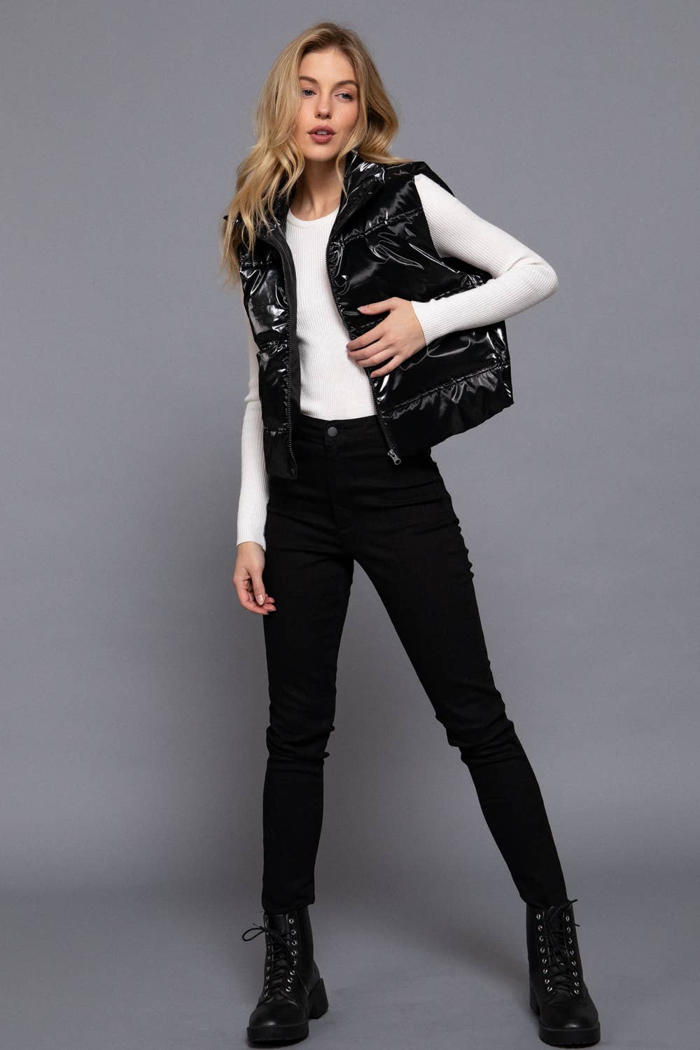 Active Basic | Active USA - Wholesale Outerwear Vest - Women's - High Neck Zip Up Vest4