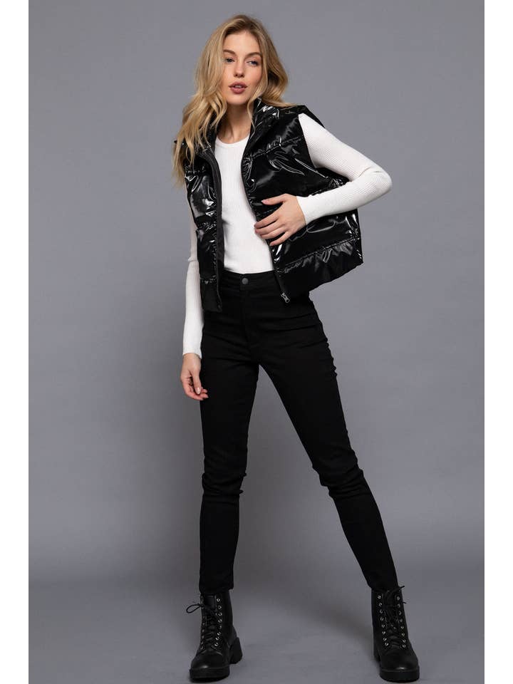 Active Basic | Active USA - Wholesale Outerwear Vest - Women's - High Neck Zip Up Vest4