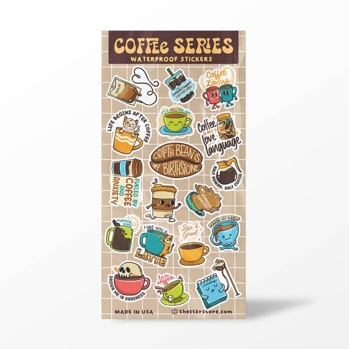 Coffee Series Sticker Sheets (S1) for wholesale by Girls Printing House