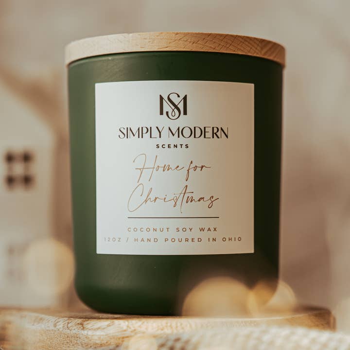 Home for Christmas | Green | Coconut Soy Wax Candle for wholesale by Simply Modern Scents