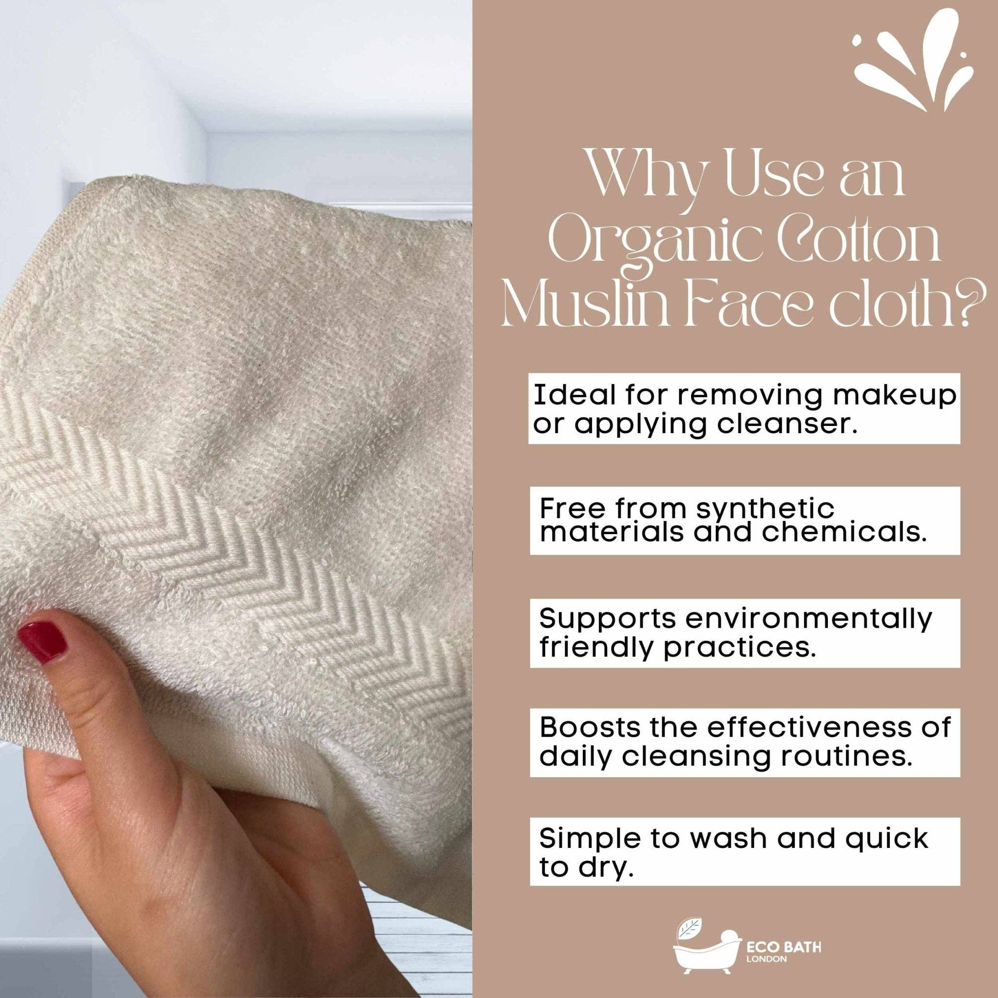 Eco Bath London – Engroshandel Vaskeklud – Eco Bath London Ansigtsflanneler i økologisk bomuld 30x30cm - Fås i pakke med 3 og pakke med 65