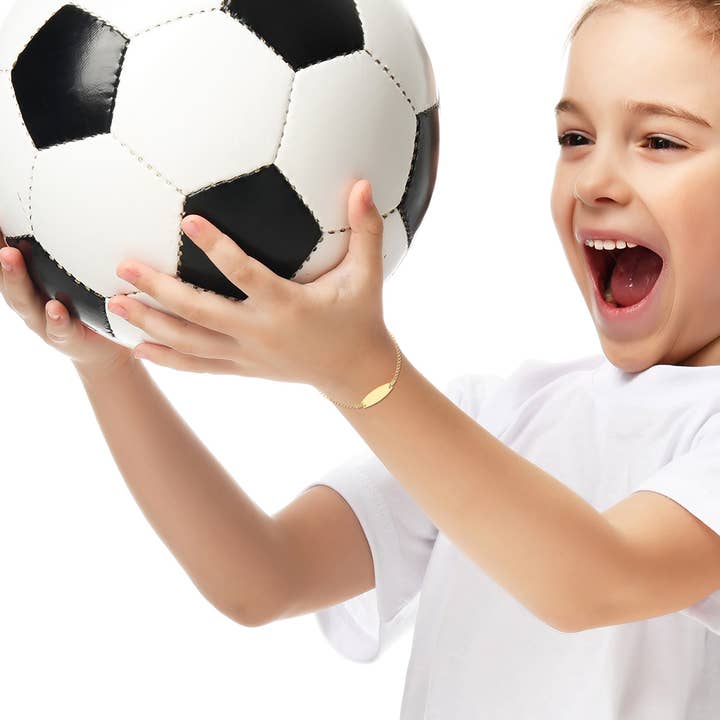 Massete - Vente Bracelets maillon et chaîne - Bracelet d'identification en or 14 carats à graver pour filles garçons enfants Baby Figaro4