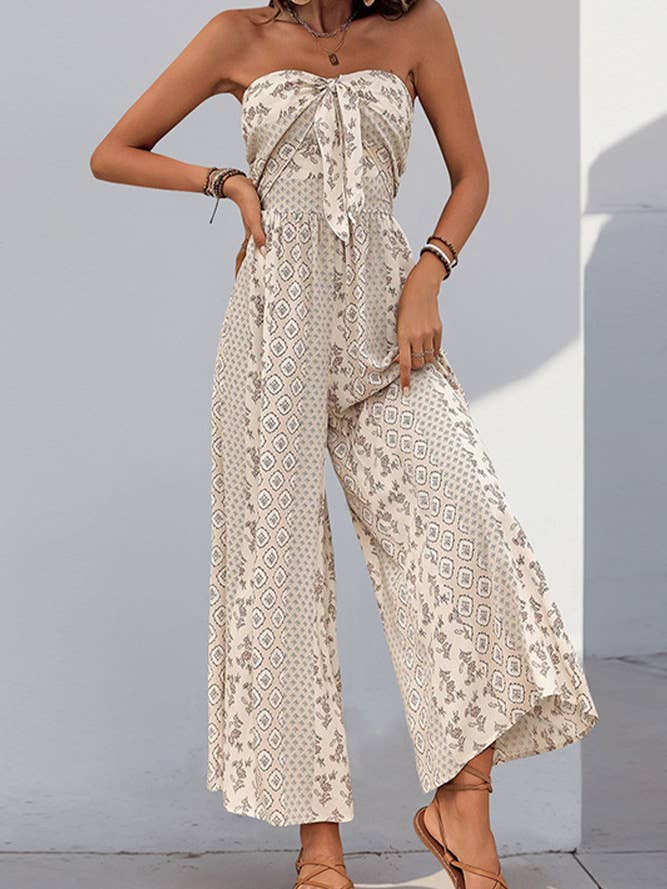 Macacão vintage ombro a ombro com pernas largas BFZY1291 por atacado de UNISHE