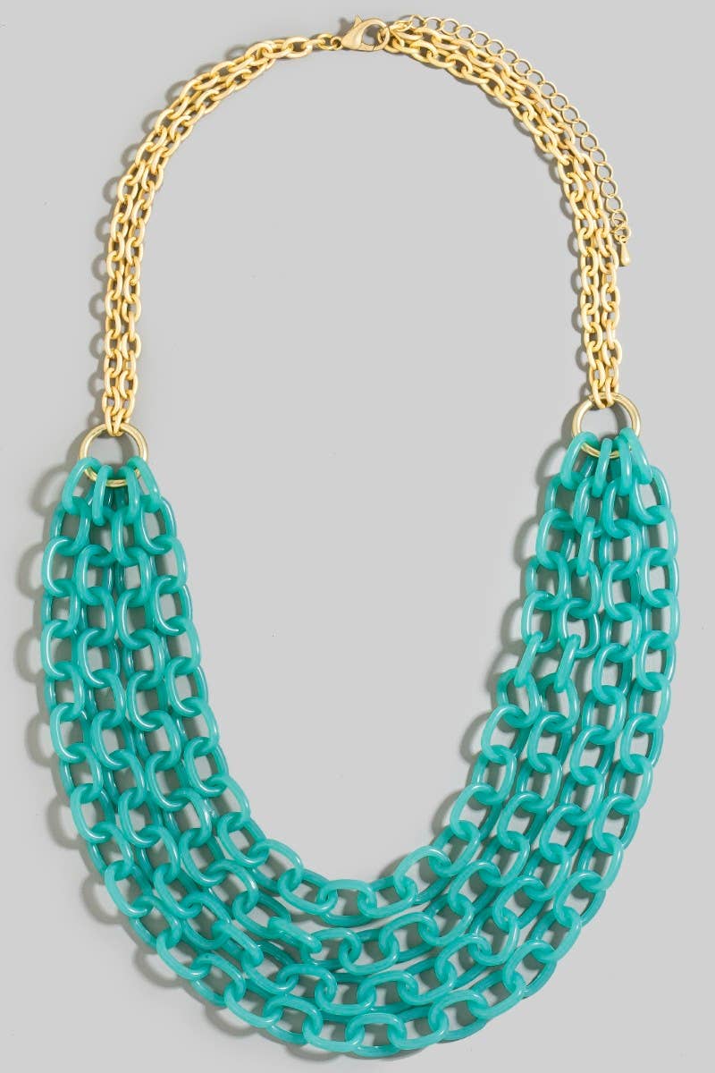 anbfashion – wholesale Kedjehalsband – Guldpläterat matt lager på lager akryl kedja statement halsband0