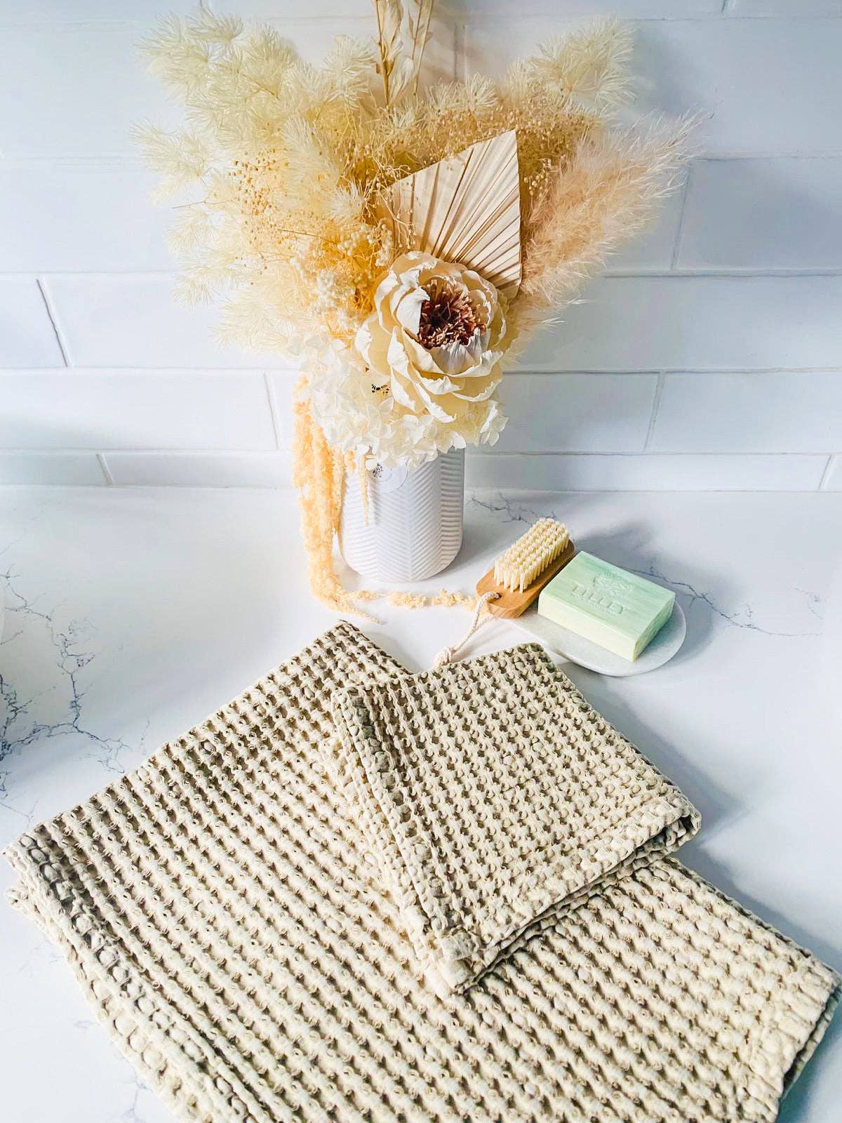 Mama and Tochter - Wholesale Wash cloth - 100% Organic Cotton Rustic Waffle Face Cloth - Natural1