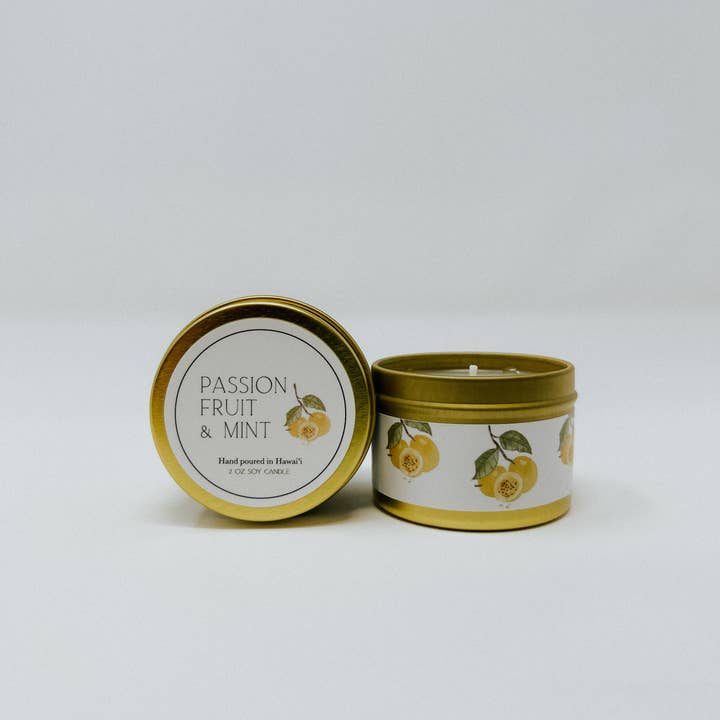Bougie Fruit de la Passion + Menthe 2 oz pour la vente par Jules and Gem Hawaii