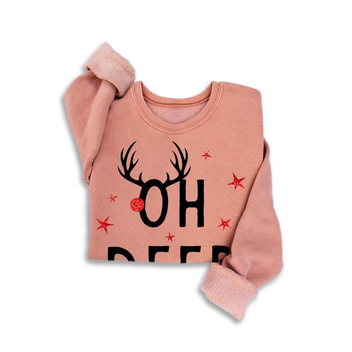 HRTandLUV - Wholesale Sweatshirt - Women's - OH DEER GLITTER MINERAL SWEATSHIRTS4