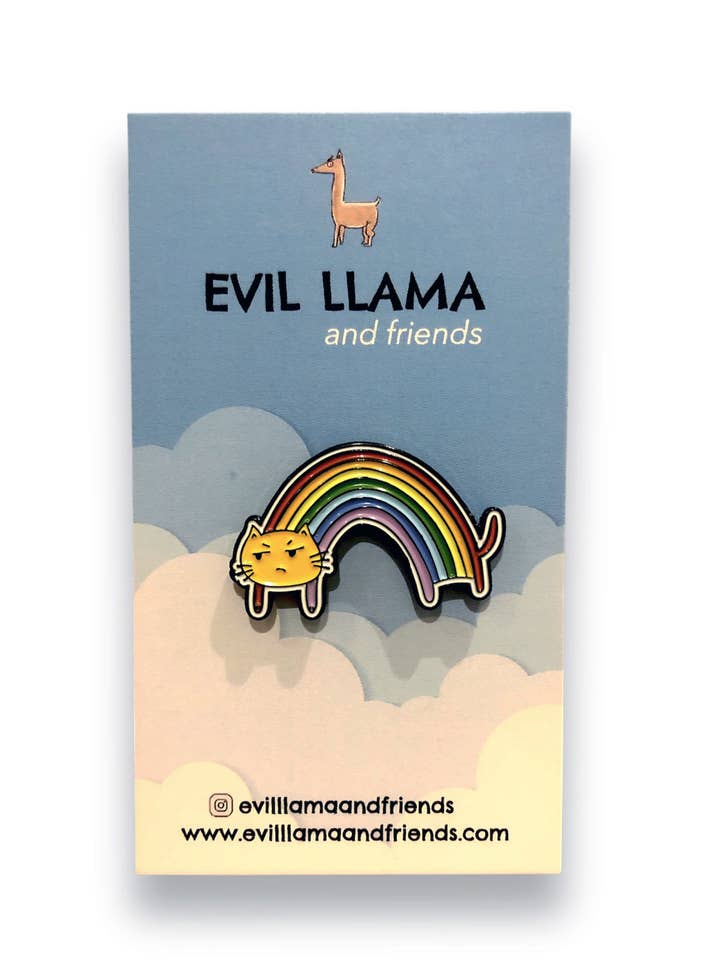 regnbågsförbittring katt | mjuk emaljstift för wholesale av Evil Llama and Friends