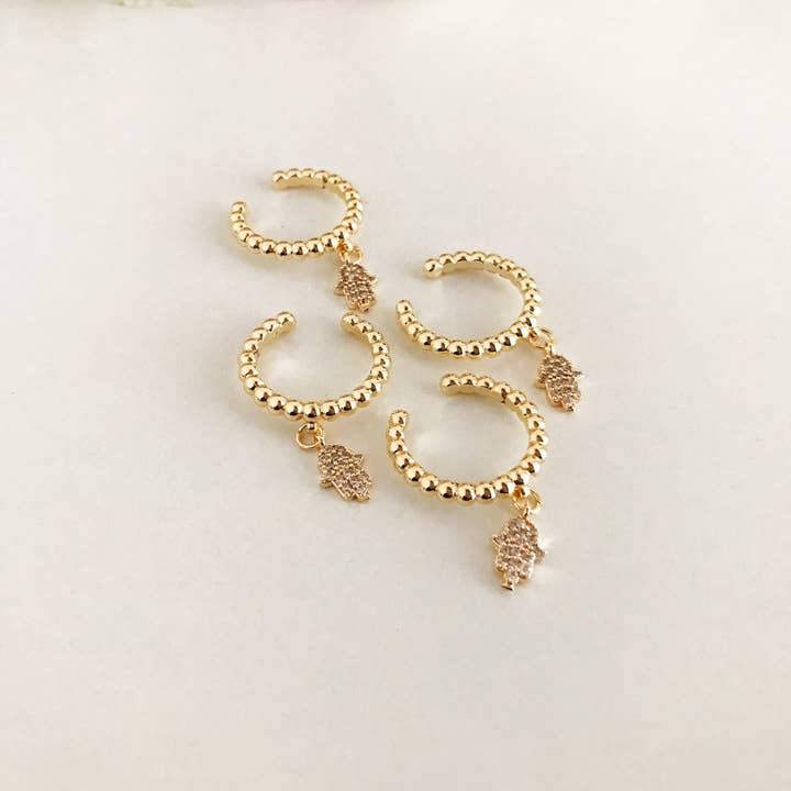 Evileyefavor - Wholesale Charm/dangle bracelet - Gold Hamsa Hand Charm Ring9