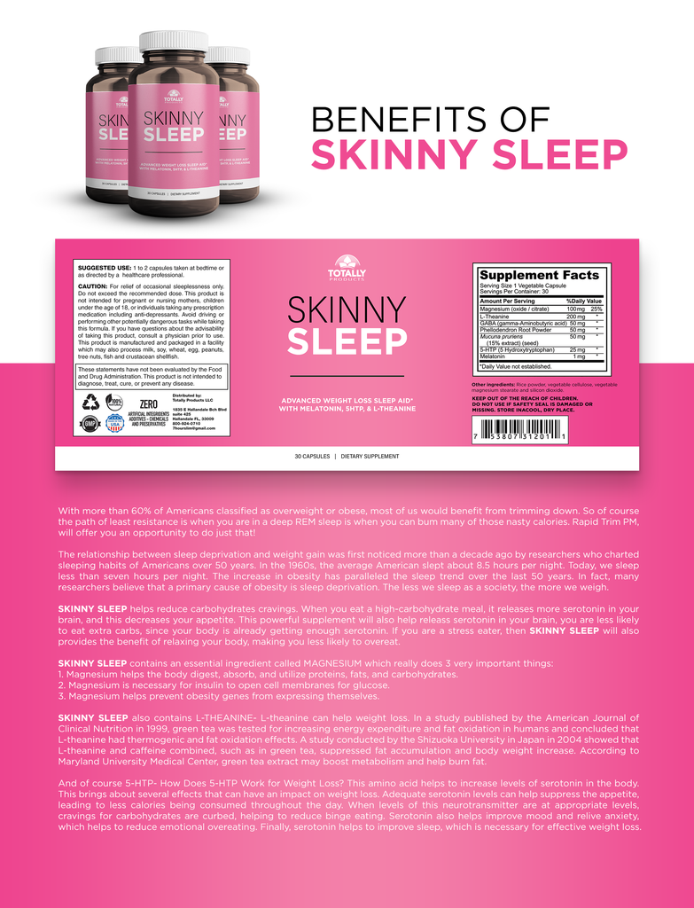 Totally Products – wholesale Oral supplement/vitamin – Skinny Sleep and L-Glutamine Combo Pack5