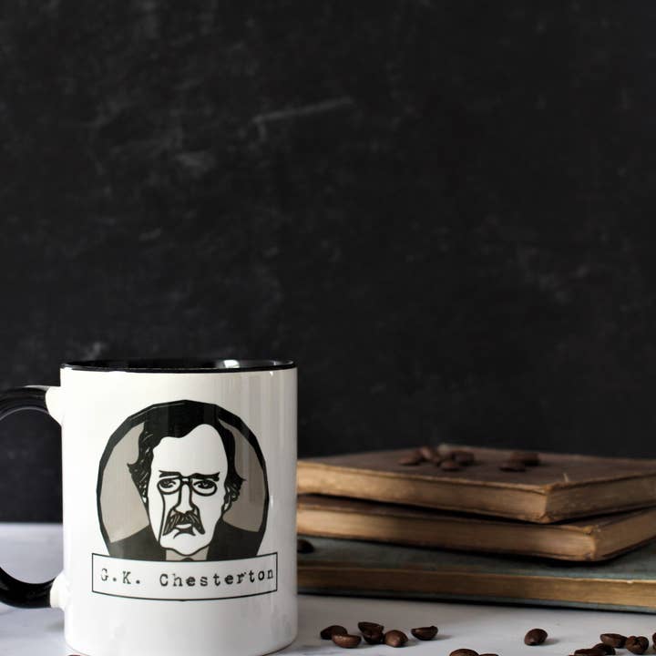 The G.K. Chesterton Mug - The Poets Have Been Mysteriously Silent on the Subject of Cheese for wholesale by Drinklings Coffee and Mugs