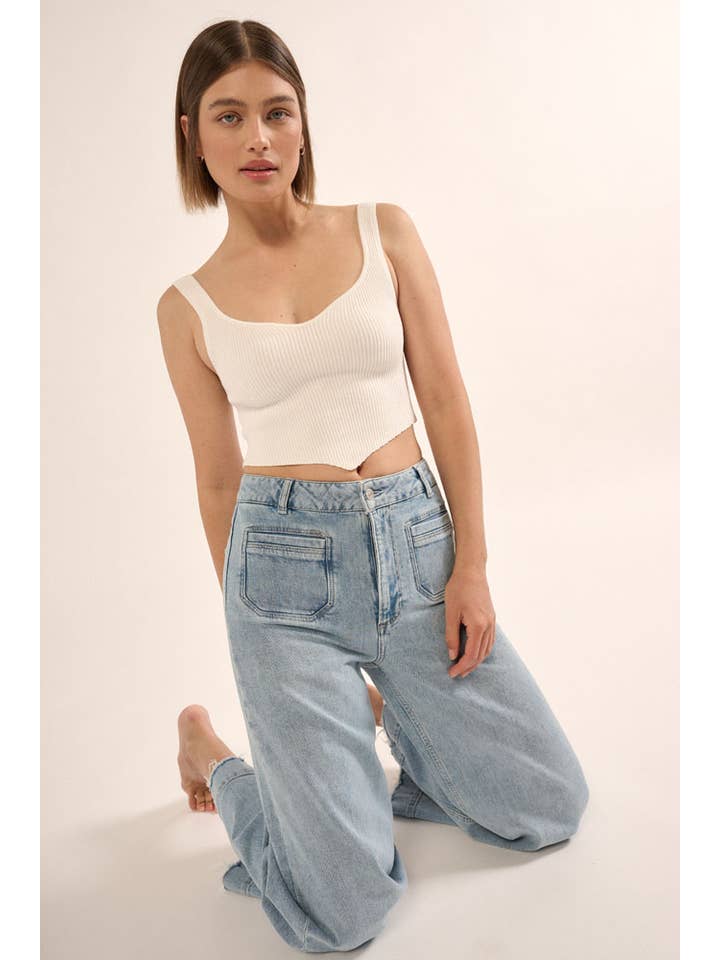 Promesa USA - Vendita all'ingrosso Canotta - Donna - Canotta con scollo rotondo in maglia a costine Shaper Fit28