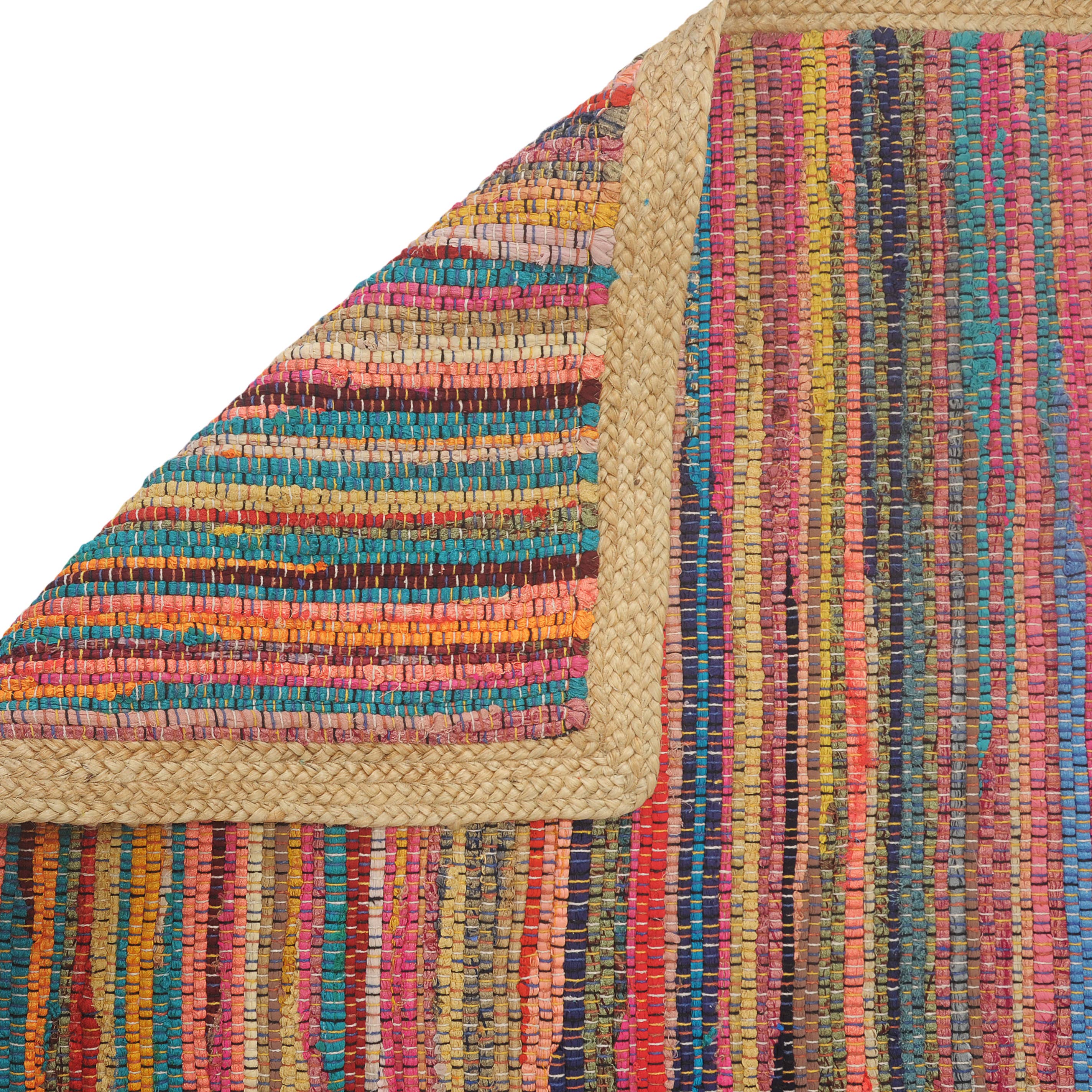 Multi Tan Multicolored Geometric Jute Bordered Accent Rug, 2' x 3' for wholesale on Faire3