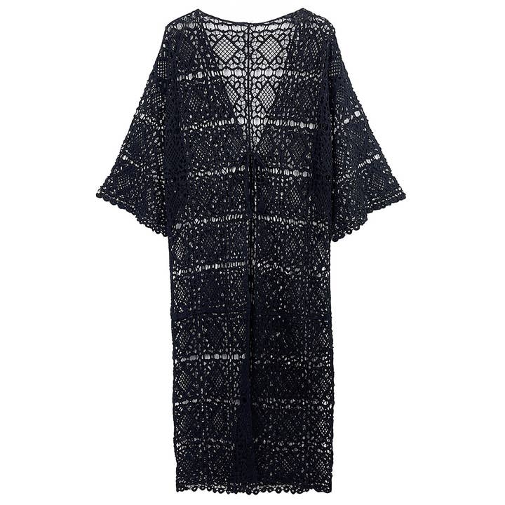 Sensibling Corp. - Wholesale Cardigan - Women's - Open Front Tie Crochet Long Cardigan7