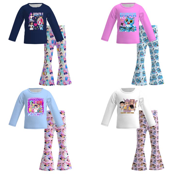 2025 Fall Winter Kpop Demon Hunter Print Pant Set For Kids for wholesale by Auraquise