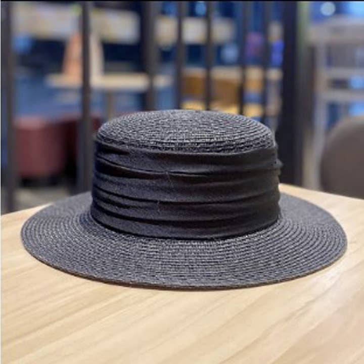 Summer Flat Top Premium Satin Straw Hat_CWAH3416 for wholesale by ACCITY