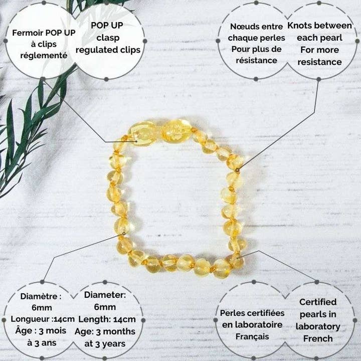 Irréversible - Wholesale Beaded Bracelet - Kids - Bracelet Bébé Ambre - Lemon2
