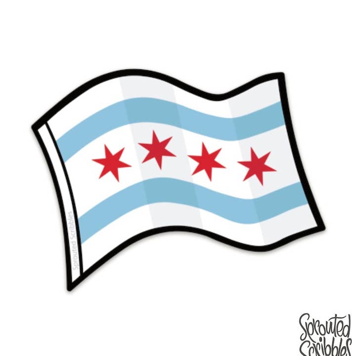 Chicago Sticker | City Flag | Waterproof Vinyl Decal for wholesale by Sprouted Scribbles