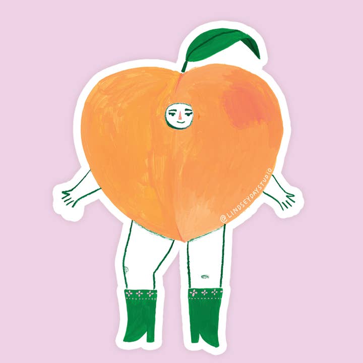 Pepper Peach Sticker, Food Sticker, Funny Sticker for wholesale by Lindsey Day Studio