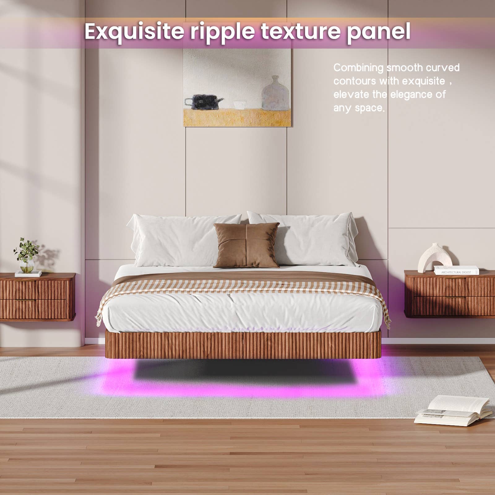 39F Inc. - Wholesale Bed - Floating Bed Frame with LED Lights  2 Sizes and 2 colors14