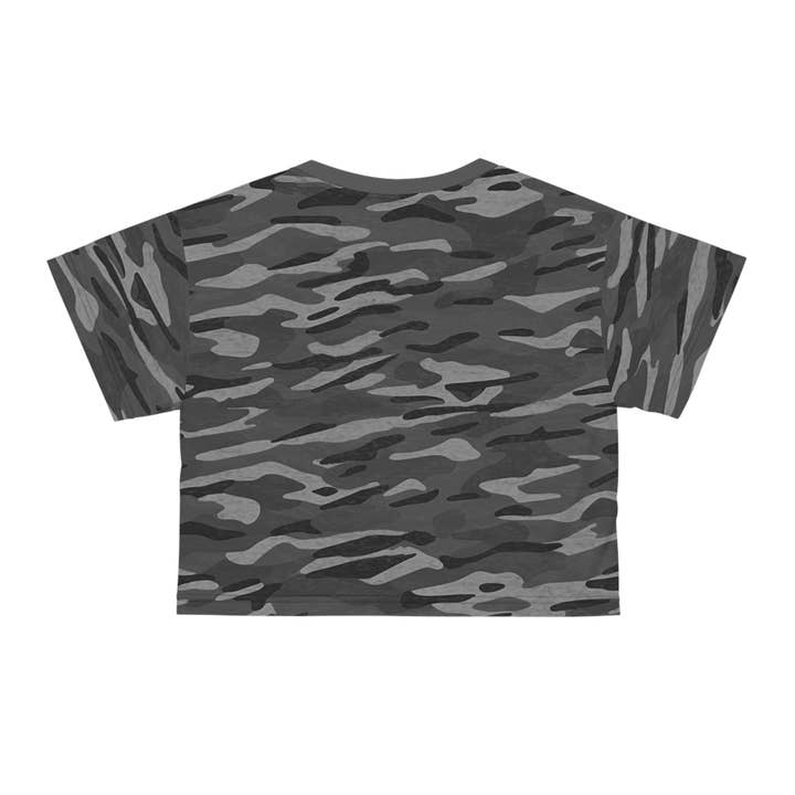 Black stitching Stripe Camo Dark Gray Crop Tee for wholesale on Faire21