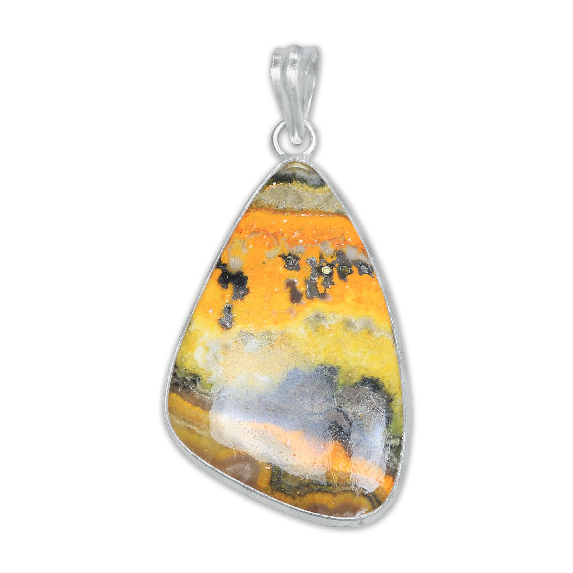 Handmade Jewels - Wholesale Individual Charm/Pendant - BumbleBee Jasper Minimalist Pendants -  Handmade, Silver-Plated Brass, Wholesale5