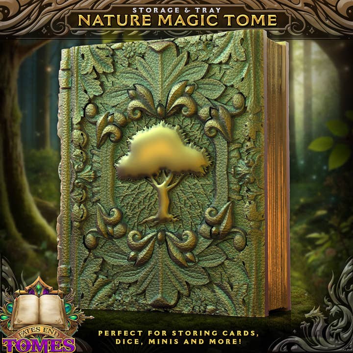 Nature Magic Storage Tome for TTRPG MTG, Pokemon, D&D Gaming for wholesale by American Carver LLC