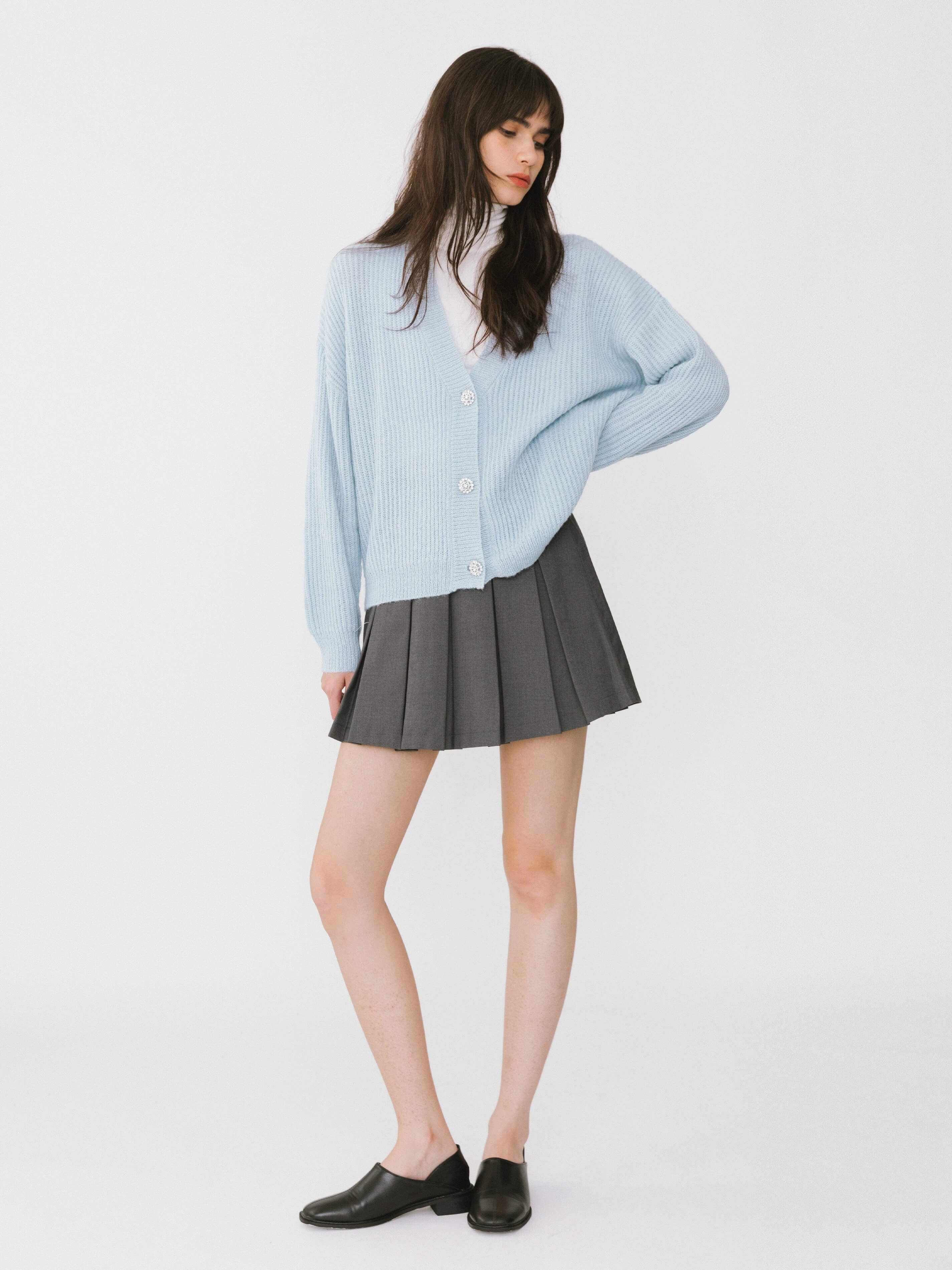 CUBIC – Engroshandel Cardigan - Dame – Casual ribstrikket cardigan med V-hals23