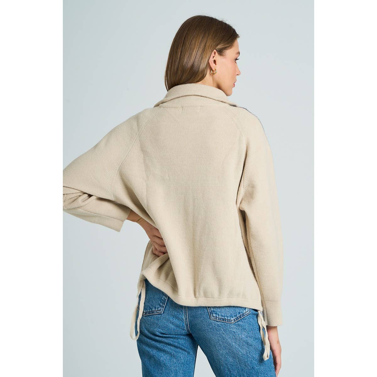 The GREii - Vente Pull en maille – femme - Pull en tricot à manches rayées et fermeture éclair4
