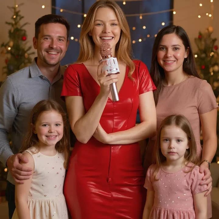 Funky Rico Inc - Wholesale Speakers - Karaoke LED Wireless Microphone with Power Bank - Rose Gold7