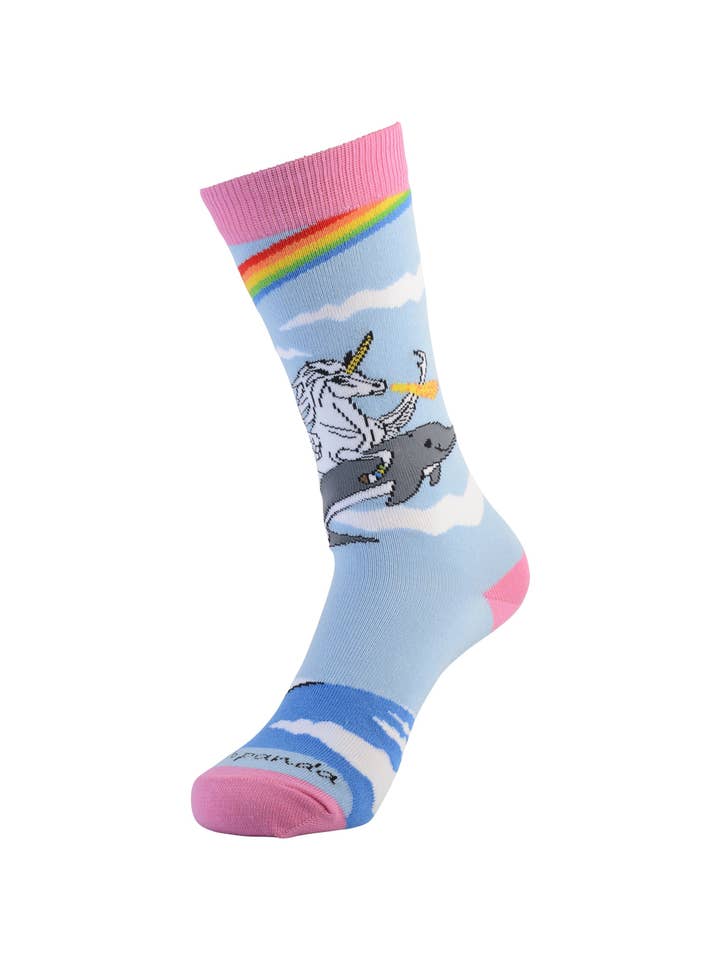 Sock Panda - Venta al por mayor Calcetines - Unisex - Calcetines Land of Dreams - ¡Unicornio que escupe fuego sobre un delfín!