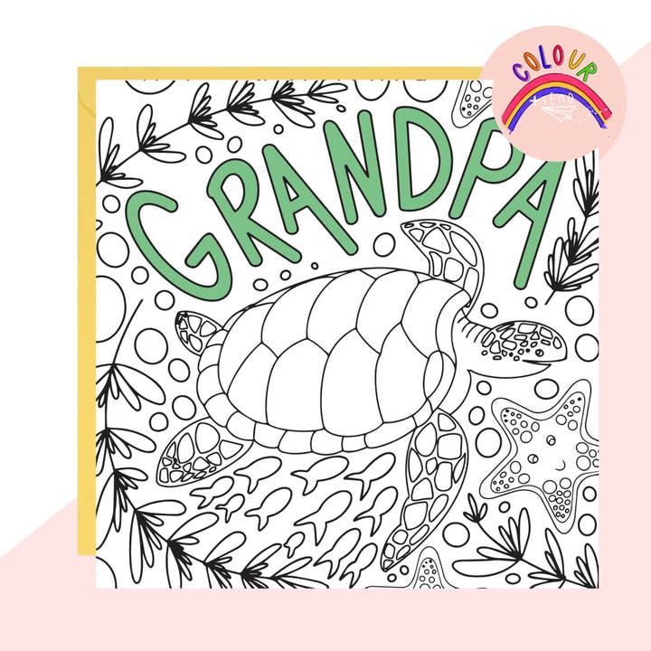 Farve + Send 'Grandpa' Havskildpaddekort for engroshandel hos Lottie Simpson