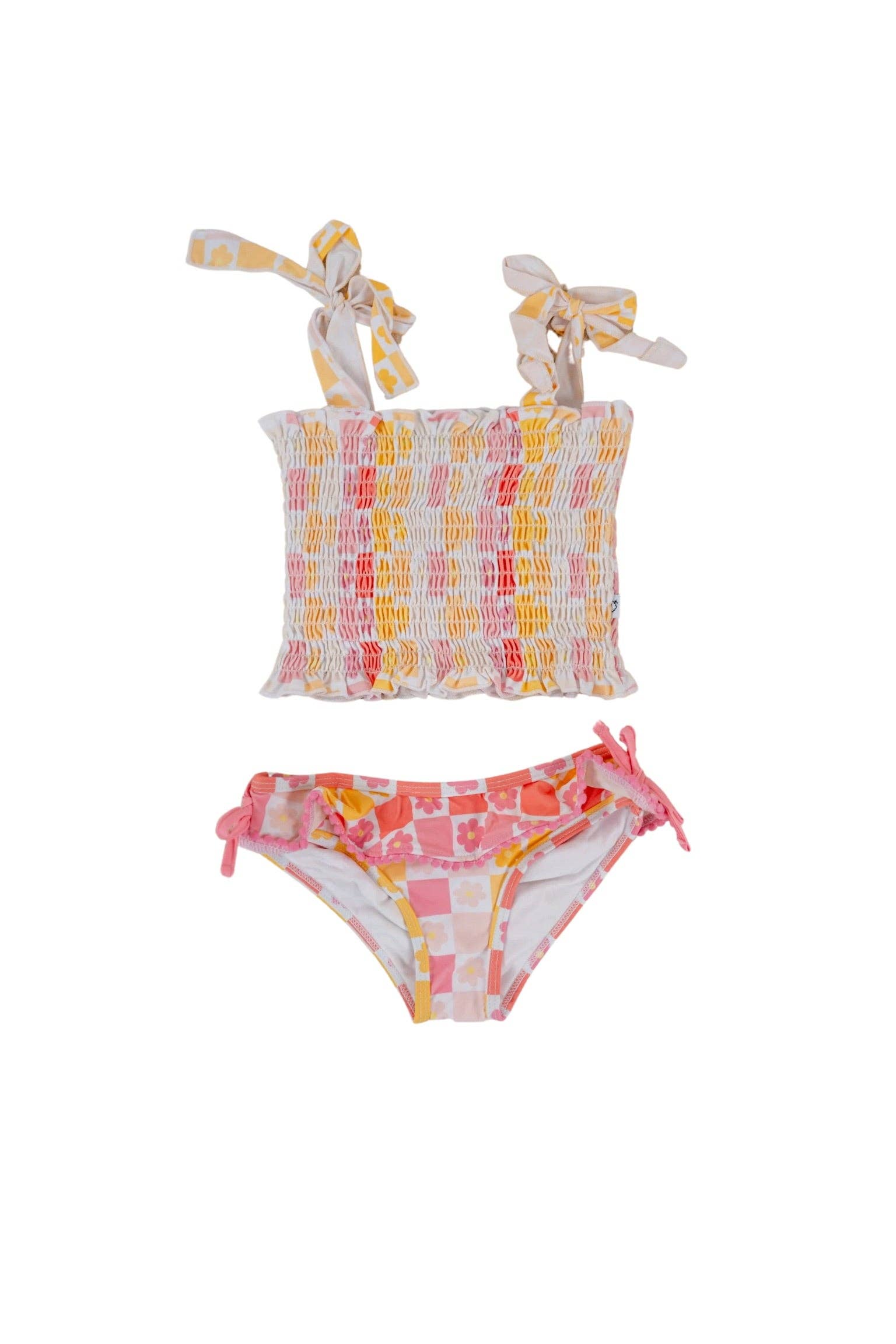 Dream Big Little Co. – wholesale Two-piece swimsuit – Kids – SUMMER SUNSET CHECKERS DREAM SMOCKED TANKINI TWO PIECE SWIM SUIT25