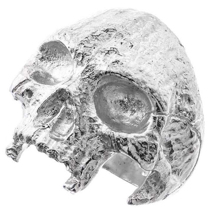 bague en argent sterling 925 de motard avec grand crâne sans mâchoire maçonnique poli pour la vente par FifiRose