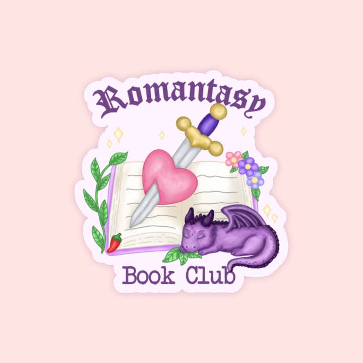 Romantasy Book Club Vinyl Sticker for wholesale by Peach and Mimi