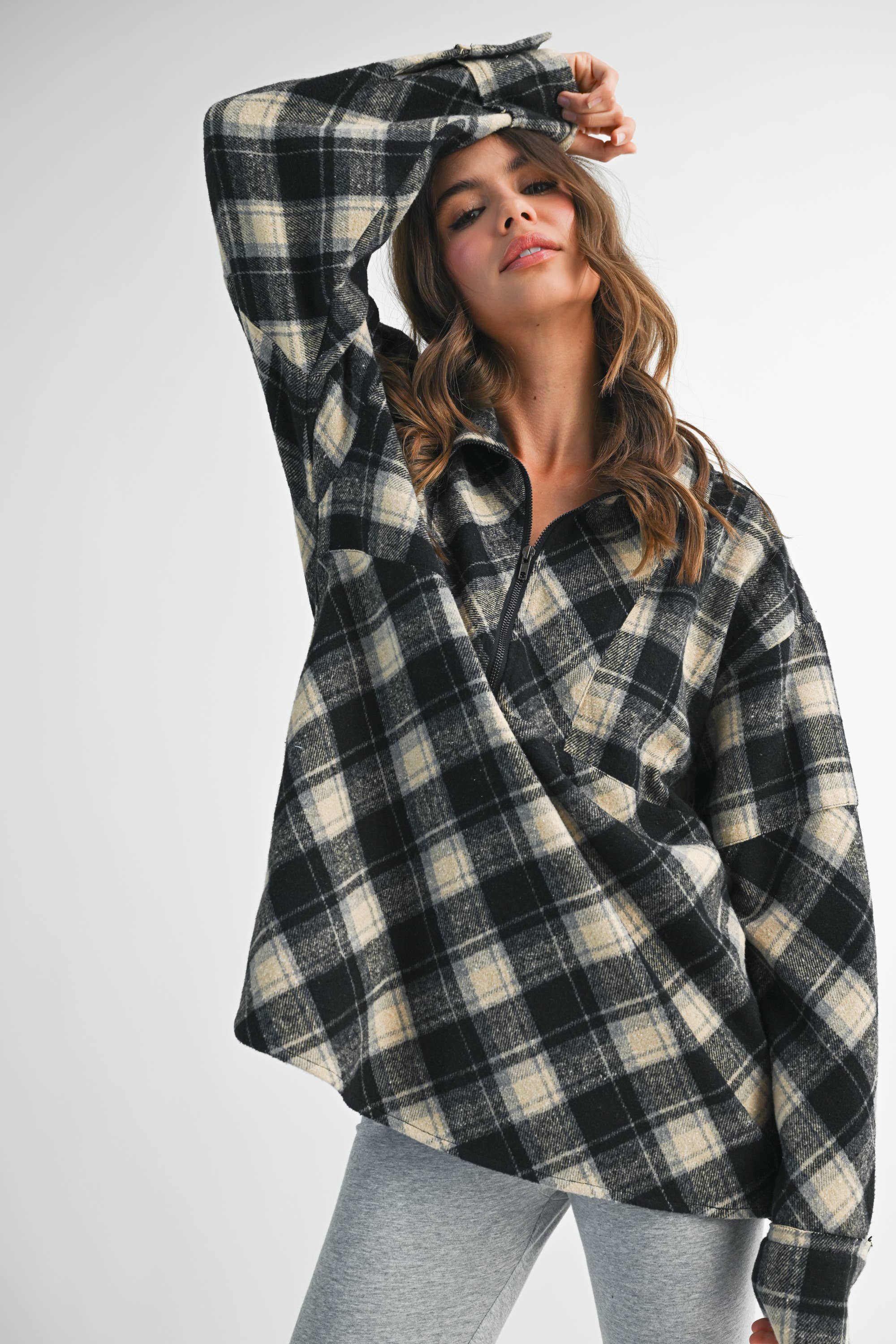 AEMI + CO - Wholesale Sweatshirt - Women's - 8421EK Mya Plaid Pullover 13