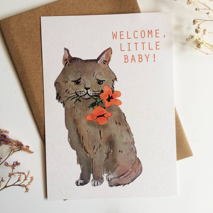 Neutral nyfødt baby postkort (miljøvenlig) Stock salg for engroshandel hos Katinka Feijs