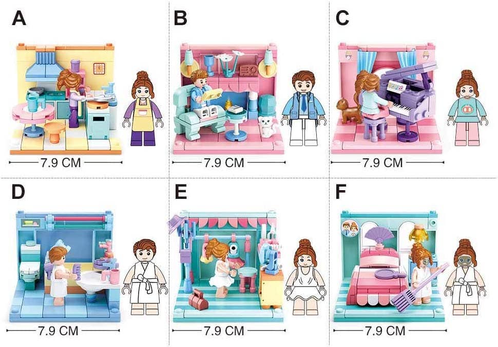 Texas Toy Distribution – wholesale Building set – Child – Mini-Handicraft Home Display Box, 6 Kits A-F, x1 each4