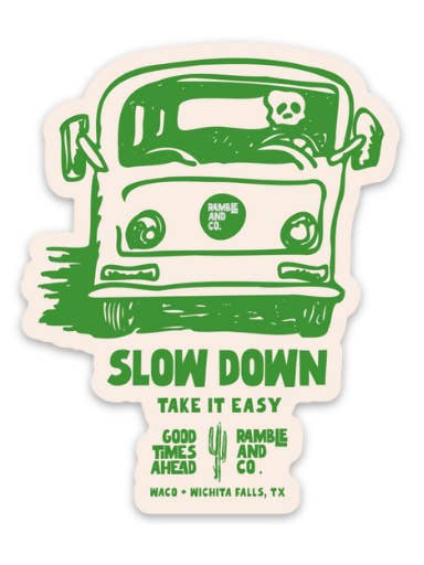 slow down look around crème et vert | autocollant pour la vente par Ramble & Company