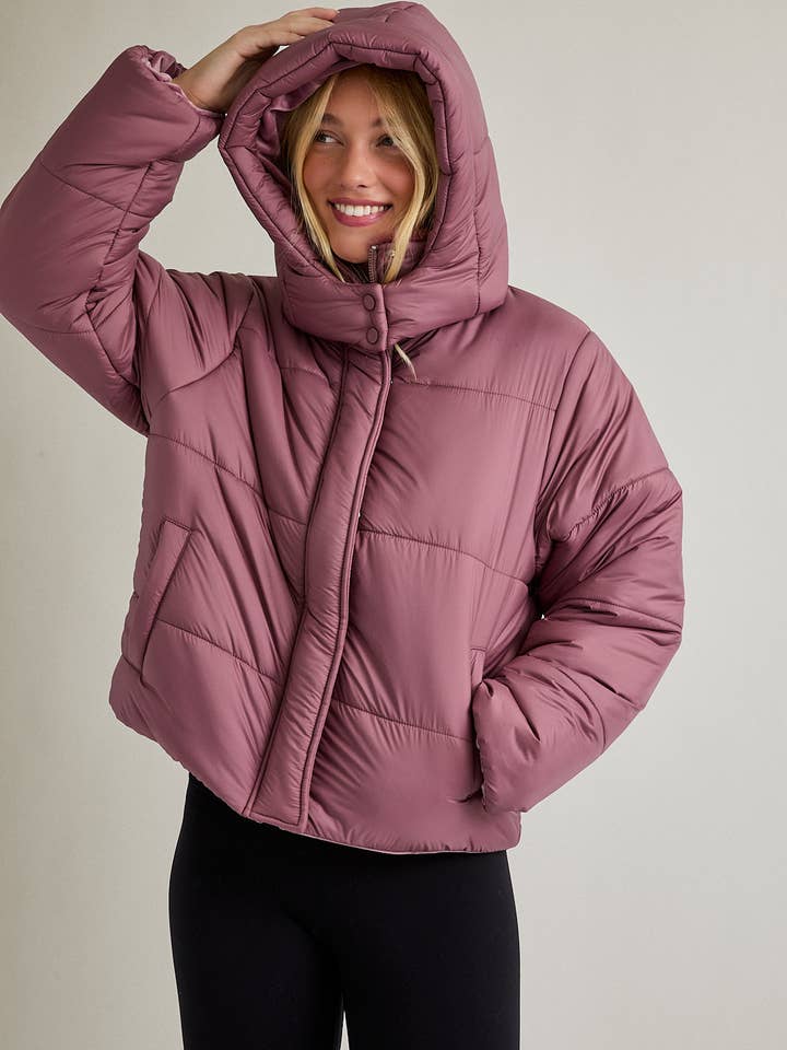 PUFFER JACKET WITH ATTACHABLE HOODIE for wholesale by LE LIS