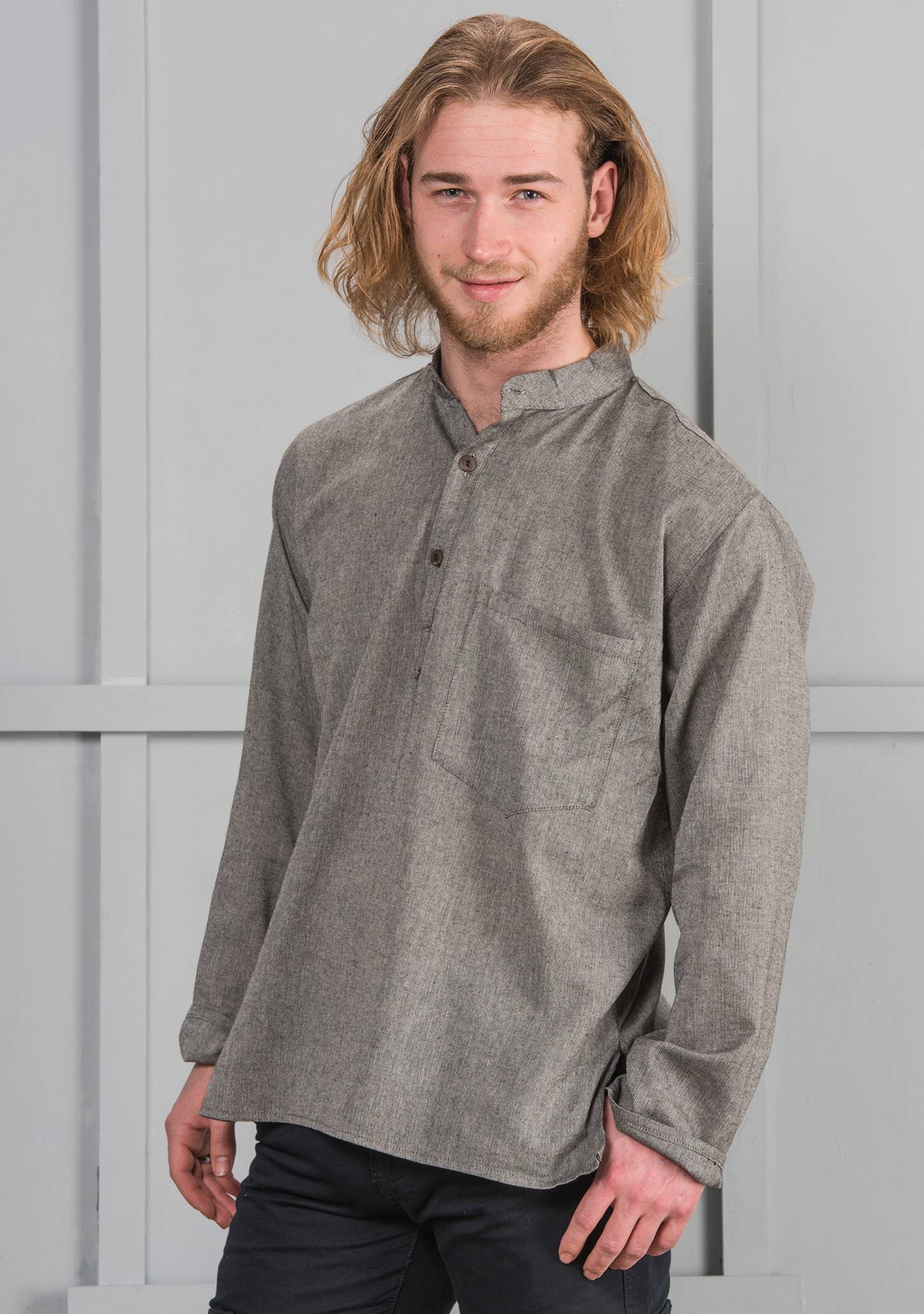 Namaste - Wholesale T-Shirt - Men's - Cotton Khaddar Long Sleeve Shirt0